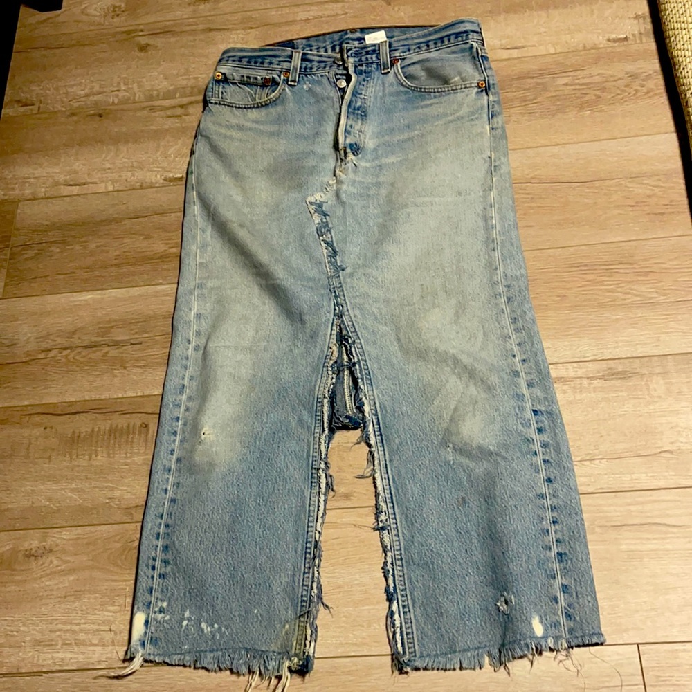 Jet denim maxi skirt